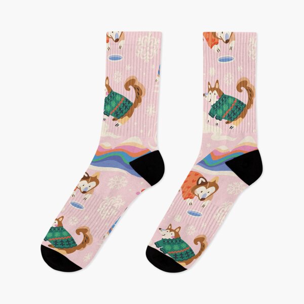 Item preview, Hiking with huskies on pink designed and sold by PenguinHouse.