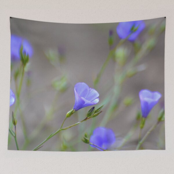 Item preview, blue flowers on beige designed and sold by palinta.