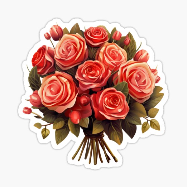 Pretty Bouquet of Roses Flower Stickers