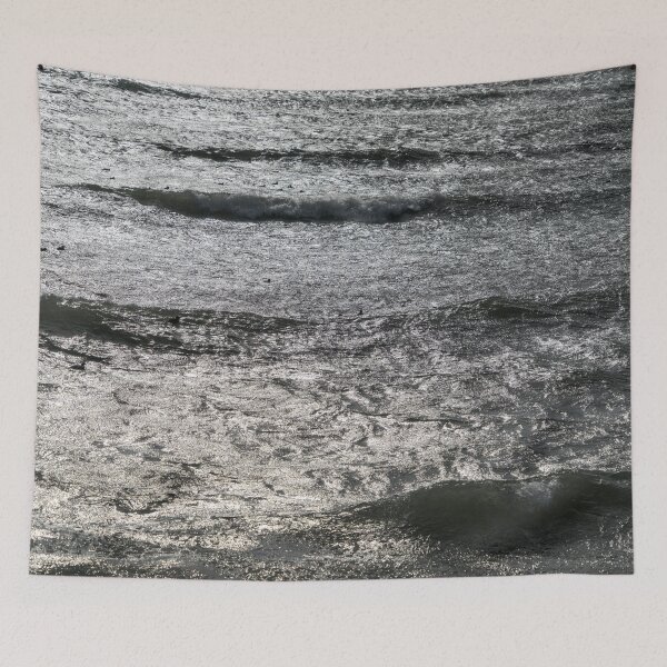 Item preview, Silver Sea - Ice Cold Breaking Waves with Goldeneye Duck Flock designed and sold by Georgia Mizuleva.