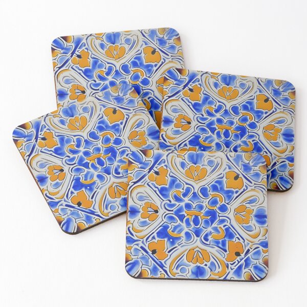 Item preview, Orange poppies on azulejos designed and sold by Hensfield.