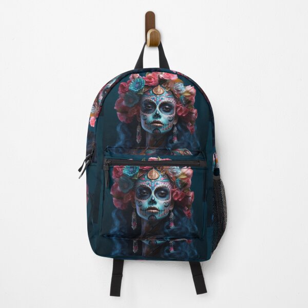 Item preview, Frida Kahlo Inspired Sugar Skull Fashion Portrait Blue designed and sold by AgathaZolastore.