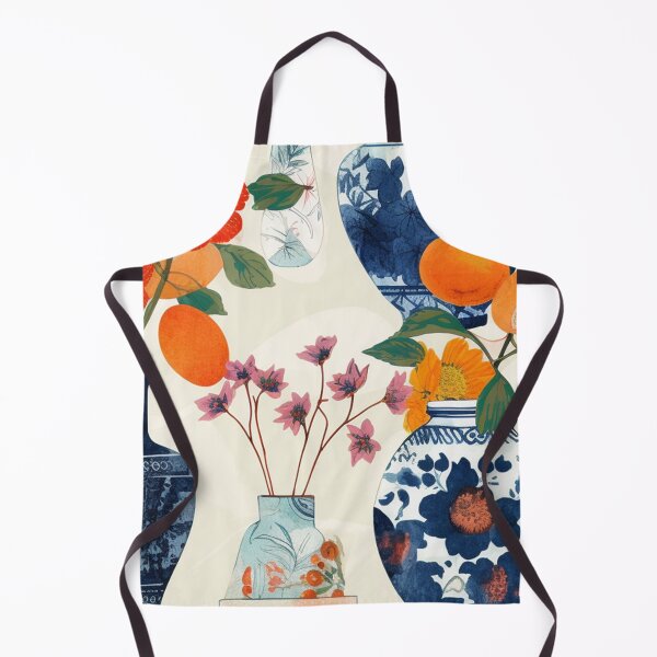 Item preview, Ornate Botanical Vessels: A Fusion of Fruit and Floral Motifs - Orange, Blue, Beige designed and sold by 21 Tulips.