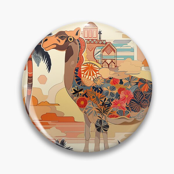 Item preview, Oasis Mirage Camel: Palm Patterns & Desert Bloom Accents designed and sold by PaintbrushPlace.