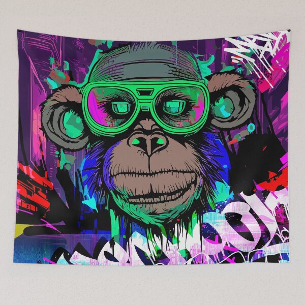 Item preview, Cyberpunk Monkey Graffiti IV designed and sold by blackink-design.