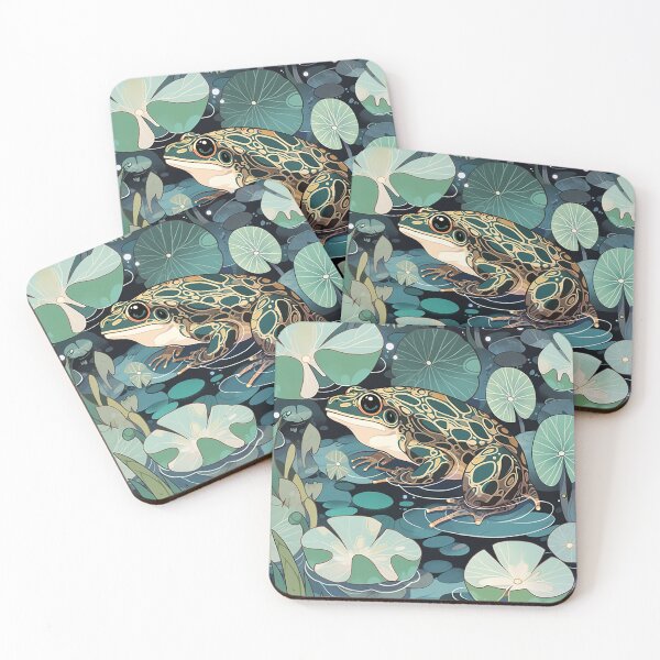 Item preview, Aquatic Serenade: Frog Amidst Lily Pads and Rippling Waters designed and sold by PaintbrushPlace.