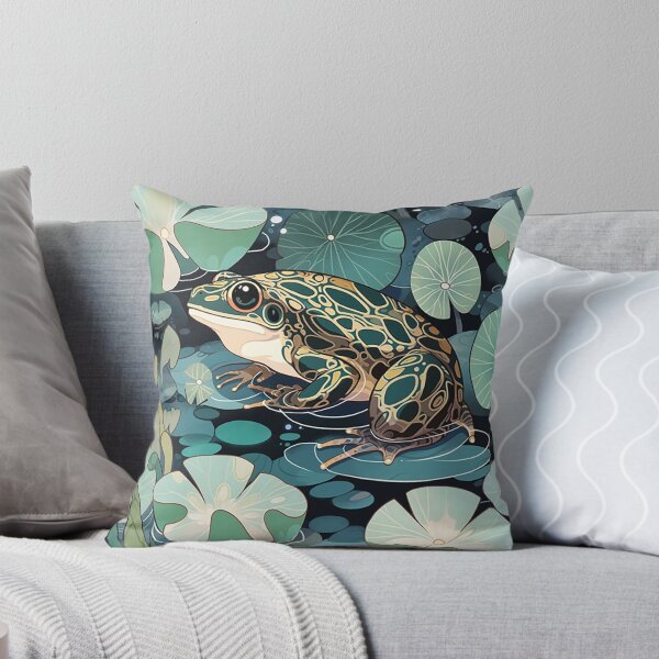 Item preview, Aquatic Serenade: Frog Amidst Lily Pads and Rippling Waters designed and sold by PaintbrushPlace.
