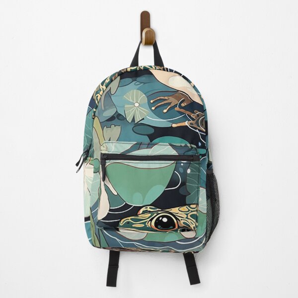 Item preview, Aquatic Serenade: Frog Amidst Lily Pads and Rippling Waters designed and sold by PaintbrushPlace.