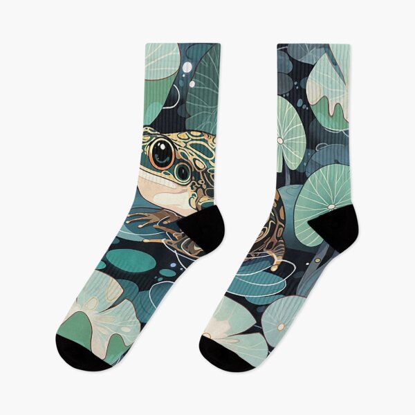 Item preview, Aquatic Serenade: Frog Amidst Lily Pads and Rippling Waters designed and sold by PaintbrushPlace.