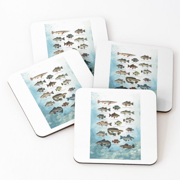 Item preview, Aquatic Fauna of Lake Fork, USA - Vintage Biology Inspired Collection - Fish Species Chart - Underwater Background designed and sold by ShobulousStudio.