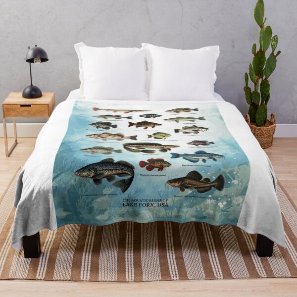 Item preview, Aquatic Fauna of Lake Fork, USA - Vintage Biology Inspired Collection - Fish Species Chart - Underwater Background designed and sold by ShobulousStudio.