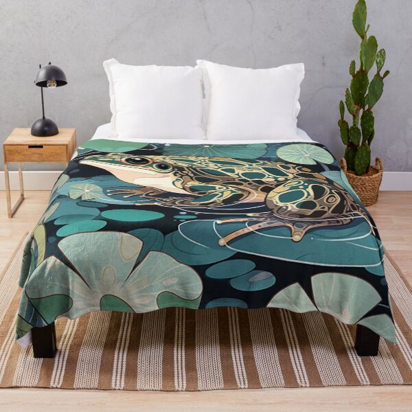 Item preview, Aquatic Serenade: Frog Amidst Lily Pads and Rippling Waters designed and sold by PaintbrushPlace.