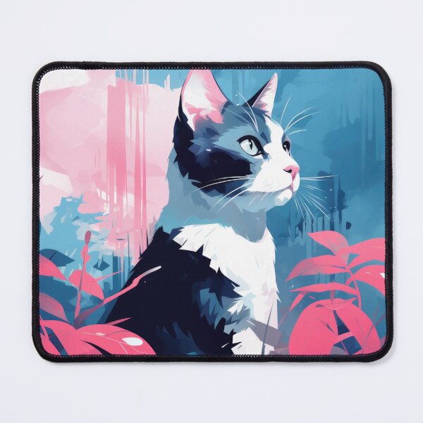 Item preview, Tuxedo Cat in Pink and Blue Jungle designed and sold by DreamyDaisy.
