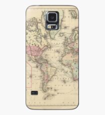 Vintage Map of The World (1884) Case/Skin for Samsung Galaxy