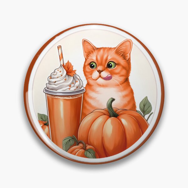 Item preview, A ginger cat with a pumpkin spice latte with whipped cream and a pumpkin designed and sold by shirtsmugslife.