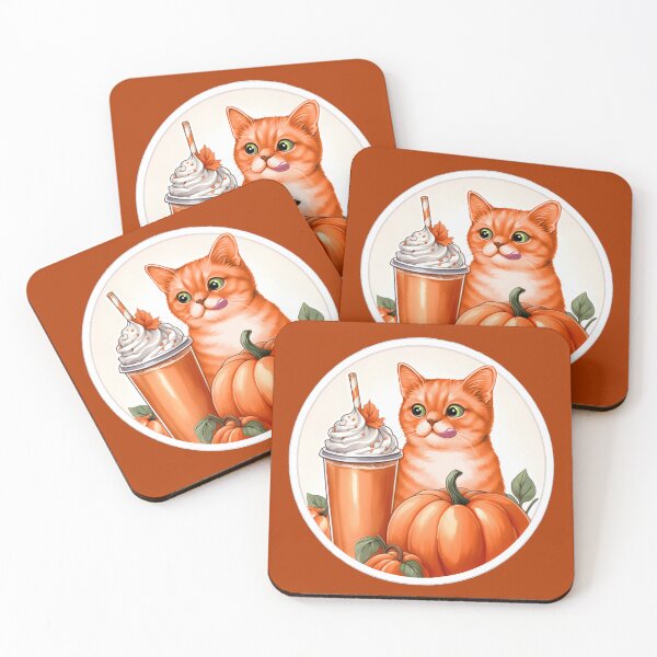 Item preview, A ginger cat with a pumpkin spice latte with whipped cream and a pumpkin designed and sold by shirtsmugslife.