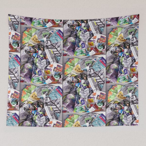 Item preview, Colorful composition scanned from crumpled newspapers designed and sold by colorfulglee.