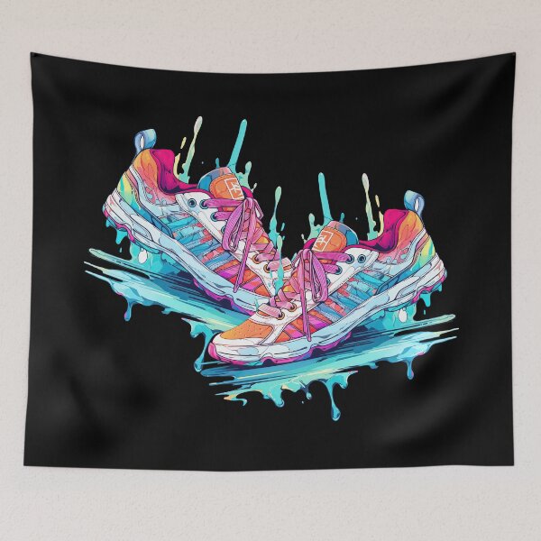 Item preview, Colorful watercolor sneakers - cool street sneakers designed and sold by WallGemsArt.