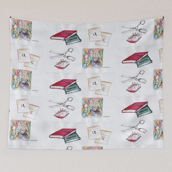 Item preview, Watercolor Illustration of a Tailor's Workshop designed and sold by colorfulglee.