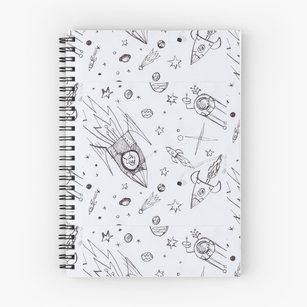 Item preview, Pen Drawing of Rockets and Stars in Space designed and sold by colorfulglee.
