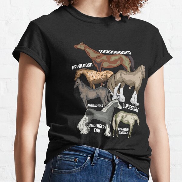 Aperçu de l'œuvre Races de chevaux équitation cadeau femmes chevaux créée et vendue par DSWShirts.