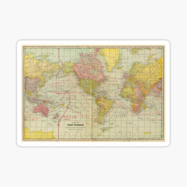 Item preview, Vintage Map of The World (1909) designed and sold by BravuraMedia.
