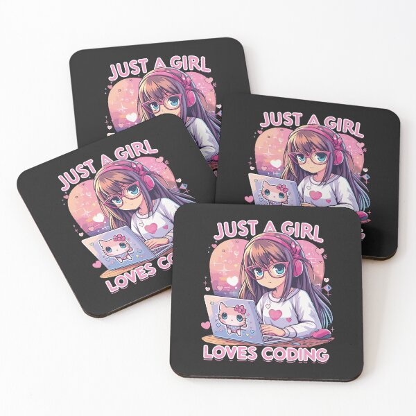 Item preview, girl working with laptop, just girl love coding designed and sold by ShawishArt.