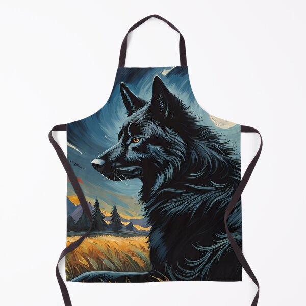 Item preview, Black Wolf in Country Field at Night, Ai Generated Art designed and sold by ACC .