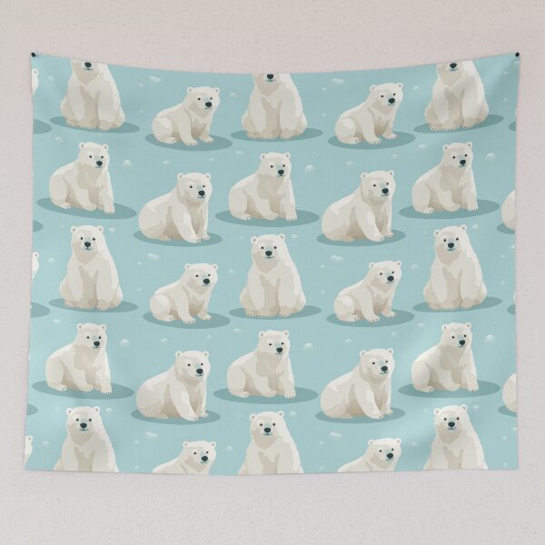 Item preview, Cute Sitting Polar Bears on a Blue Pattern designed and sold by Blue-Banana.