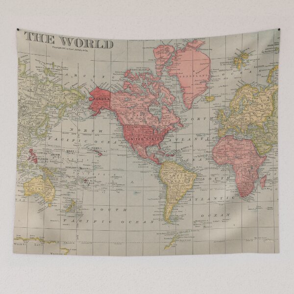 Item preview, Vintage Map of The World (1907) designed and sold by BravuraMedia.
