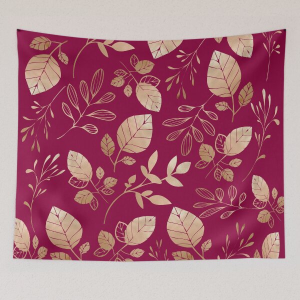 Item preview, Gold Leaves Red Background designed and sold by Jeallan Designs.