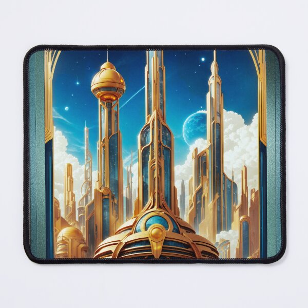 Item preview, Orbison Metropolis Travel Poster Art Fantasy AI Concept Creation by Xzendor7 designed and sold by Xzendor7 Digital Art Creations.
