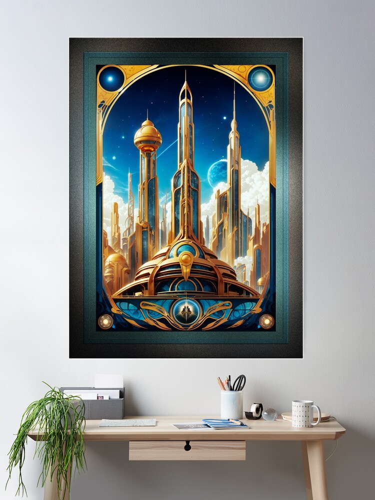 Orbison Metropolis Travel Poster Art AI Concept Art by Xzendor7 - The Beauty Of Architecture 2 Orbison Metropolis Travel Poster Art Fantasy AI Concept Creation by Xzendor7 Retro Sci-Fi Wall Decor Poster Art Print