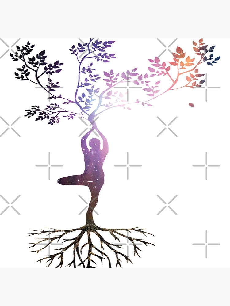 Women yoga pose with tree , bird and music. Tree of life yoga
