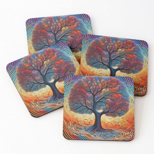 Item preview, Abstract Optical Art colorful tree print designed and sold by dcrc.