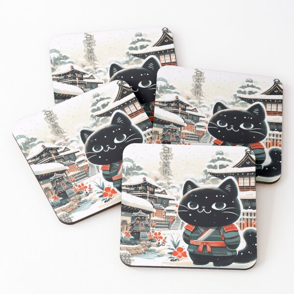 Item preview, Snowy Village with a Black Cat designed and sold by IAPICTURE.
