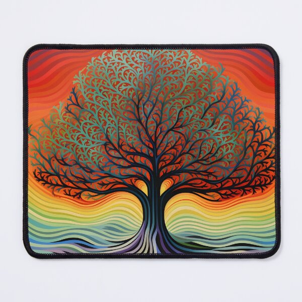 Item preview, abstract optical art colorful tree print, op art designed and sold by dcrc.