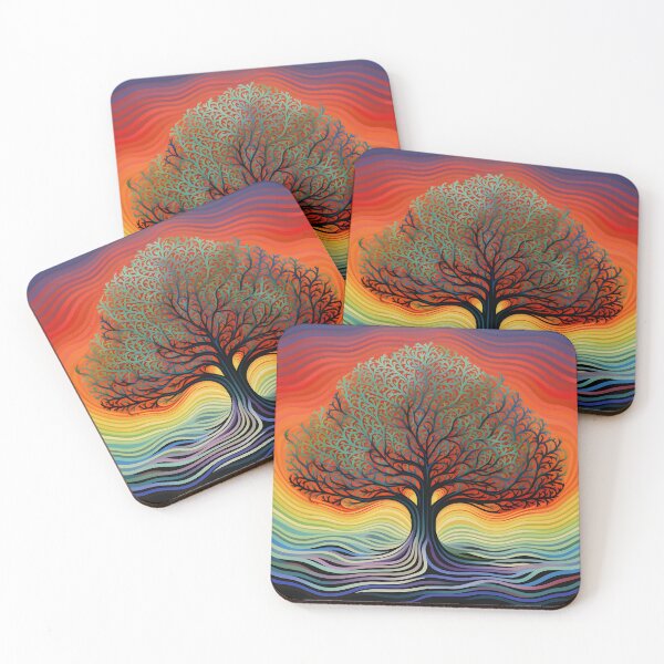 Item preview, abstract optical art colorful tree print, op art designed and sold by dcrc.