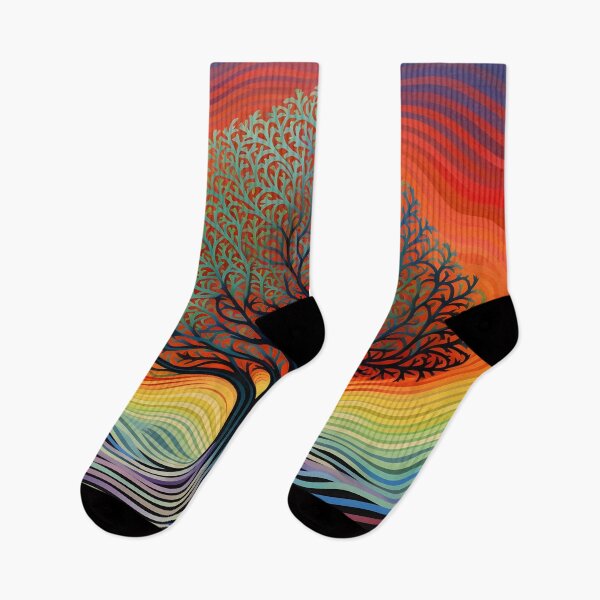 Item preview, abstract optical art colorful tree print, op art designed and sold by dcrc.