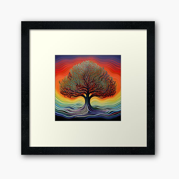Aperçu de l'œuvre art optique abstrait imprimé arbre coloré, op art créée et vendue par dcrc.