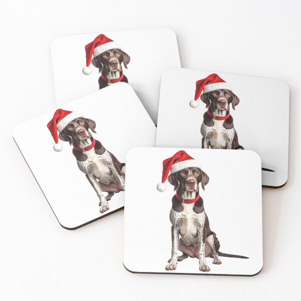 Item preview, German Shorthair Pointer with Christmas Hat designed and sold by Petalandfur.
