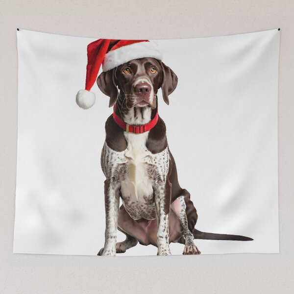 Item preview, German Shorthair Pointer with Christmas Hat designed and sold by Petalandfur.