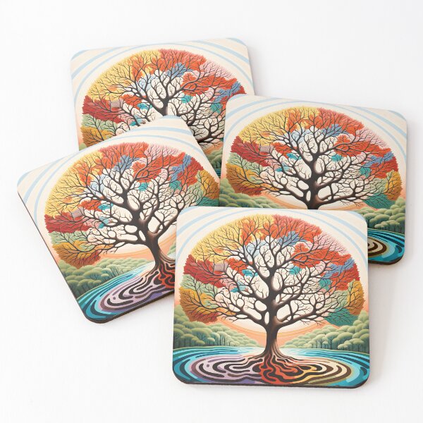 Item preview, abstract optical art colorful tree print, op art designed and sold by dcrc.