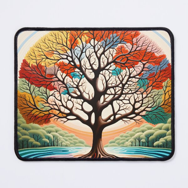 Item preview, abstract optical art colorful tree print, op art designed and sold by dcrc.