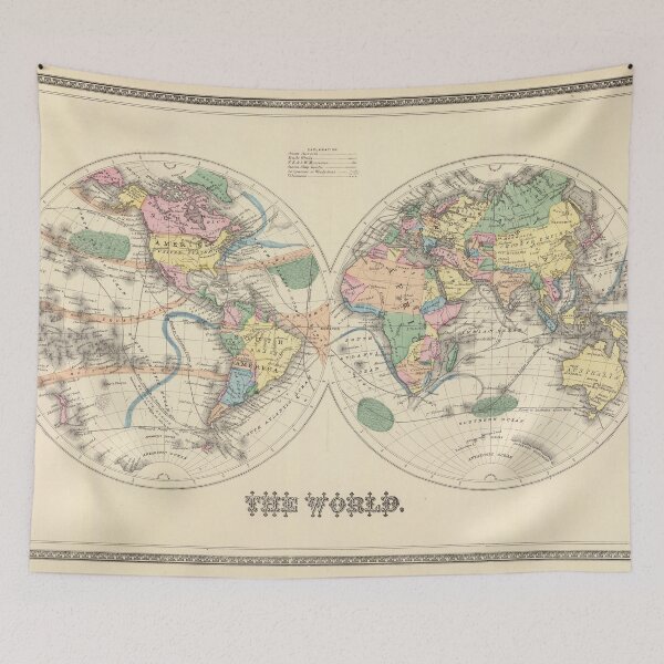 Item preview, Vintage Map of The World (1872) designed and sold by BravuraMedia.