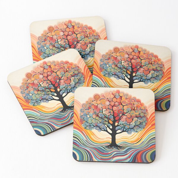 Item preview, abstract optical art colorful tree print, op art designed and sold by dcrc.