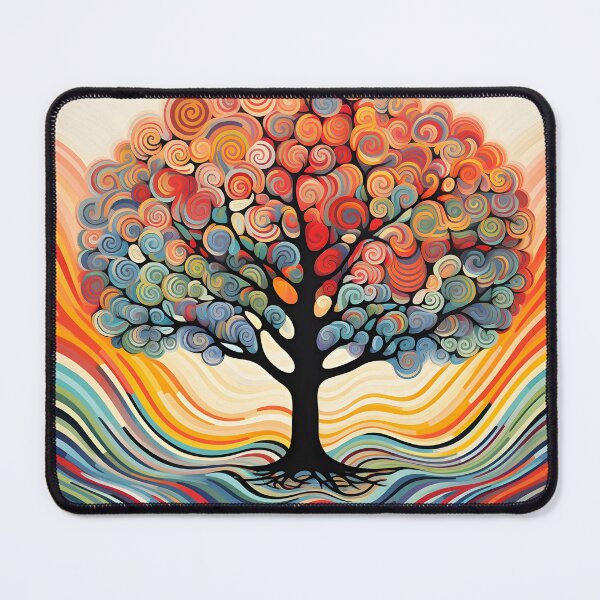 Item preview, abstract optical art colorful tree print, op art designed and sold by dcrc.