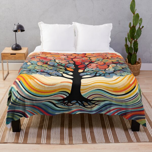 Item preview, abstract optical art colorful tree print, op art designed and sold by dcrc.