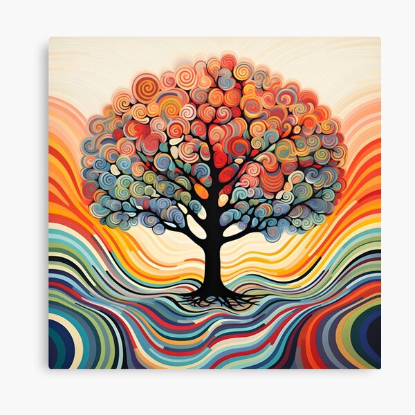 Circle of Nature: OpArt Tree with Symmetrical Circle Canvas - Optical  Illusion Artwork - Sticker