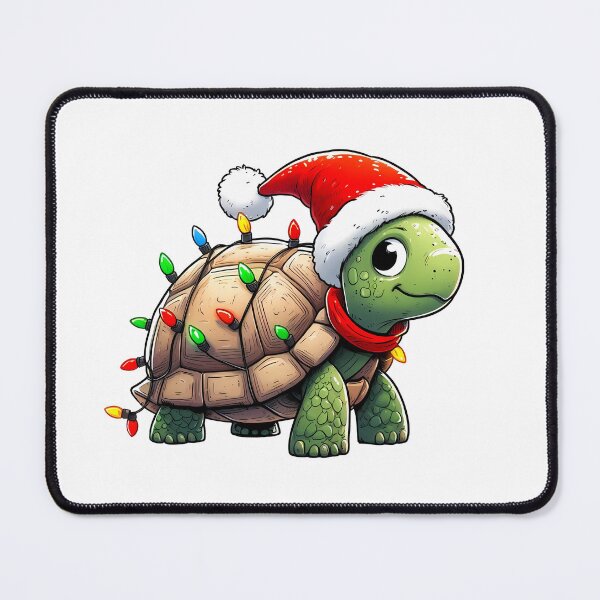 Item preview, Cute Cartoon Santa Turtle Tangled Up In Christmas Tree Lights designed and sold by Coffee Lifestyle.